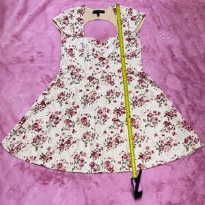 Heart Soul Pink and Cream Floral Mini Dress w/ Sweetheart Cutout Neckline